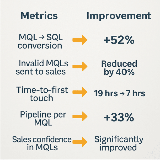 Metrics Improvement Table